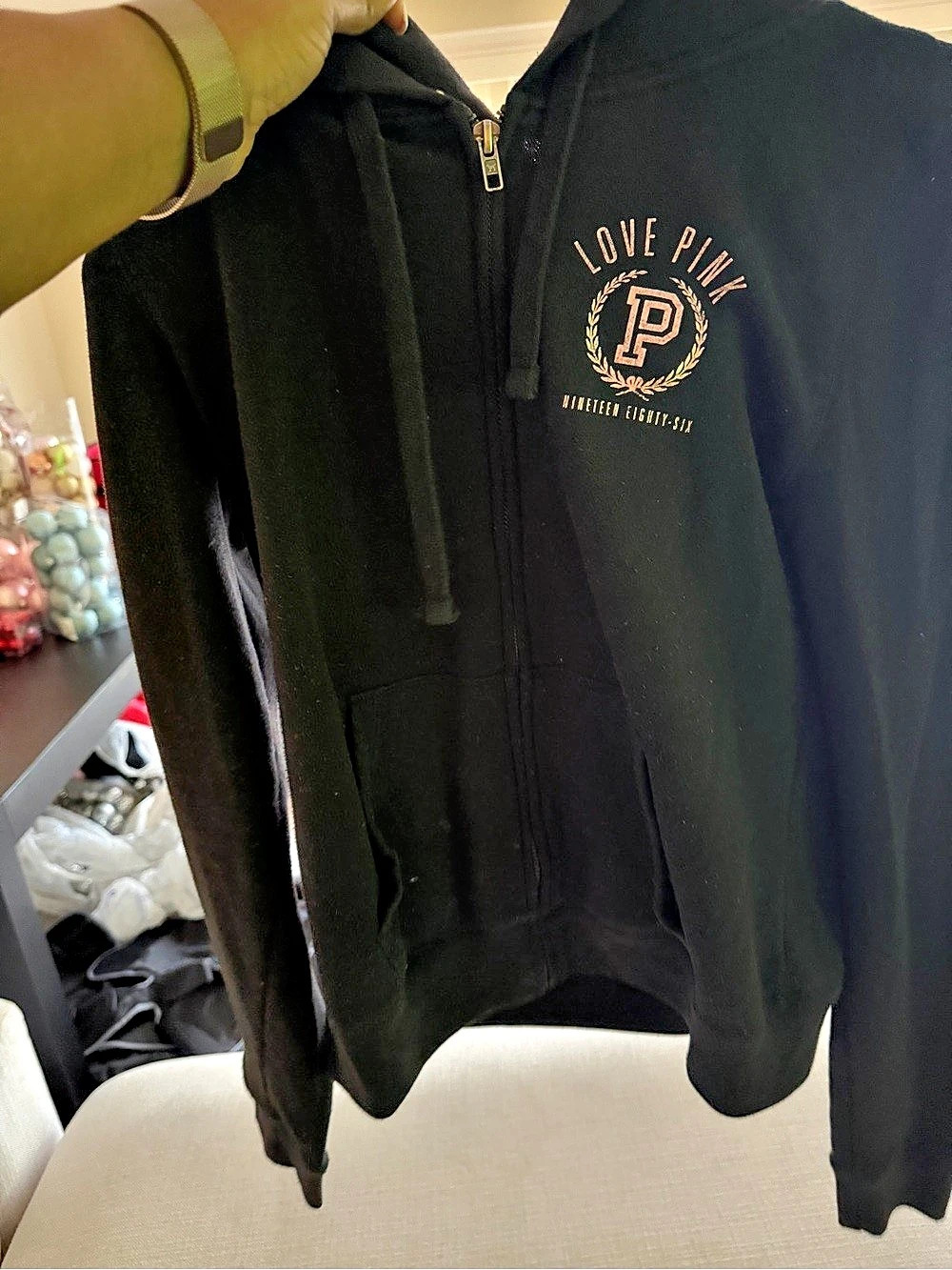 VS Pink Sequin Full Zip Hoodie